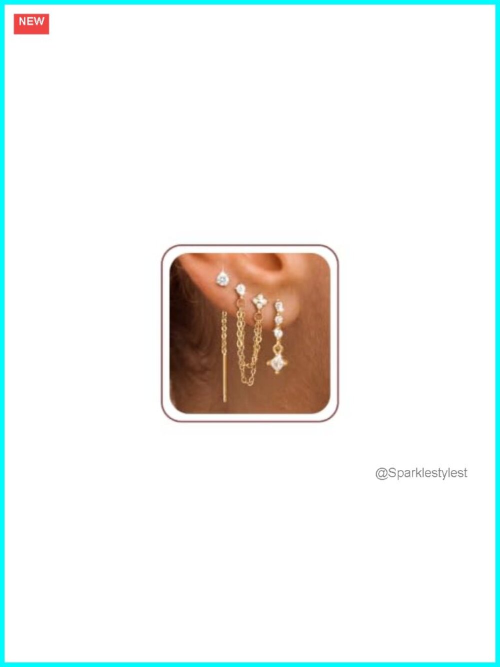 Dainty 14K Gold Plated Dangle Earrings Set for Women 4 Pairs